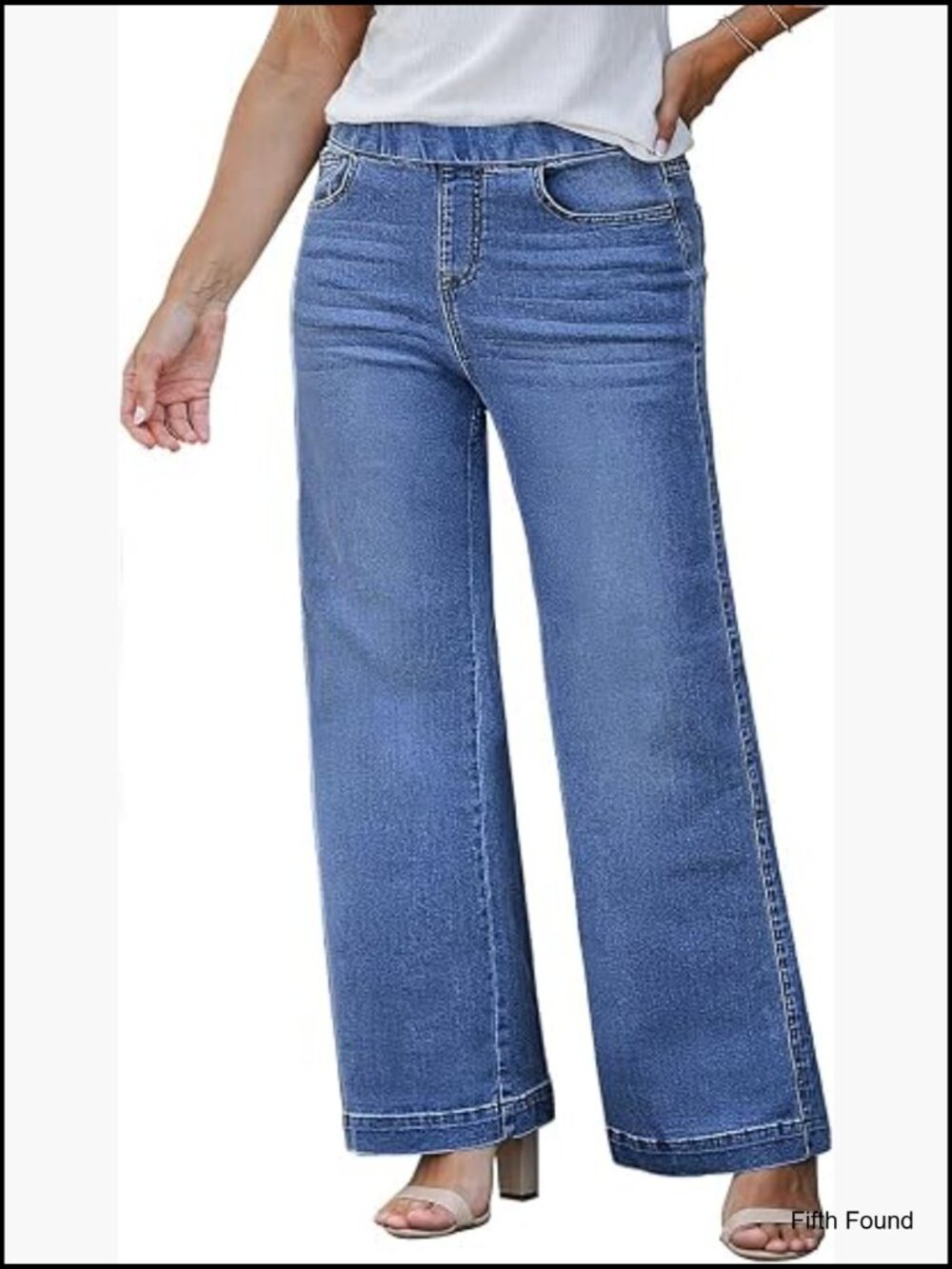 Plus Size Straight Leg High Waist Stretchy Denim Pull On Jeans with Pockets